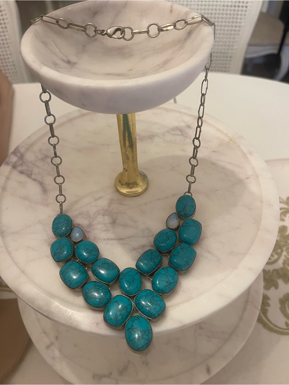 Turquoise Stone Bib Necklace - Women's Jewelry